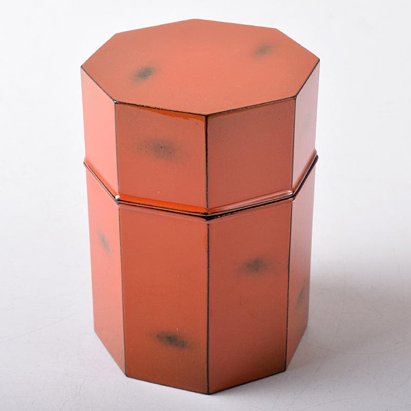 明窪田　中村宗哲作　根来塗八角棗　茶器　共布方谷浩明極め箱　M　R8737