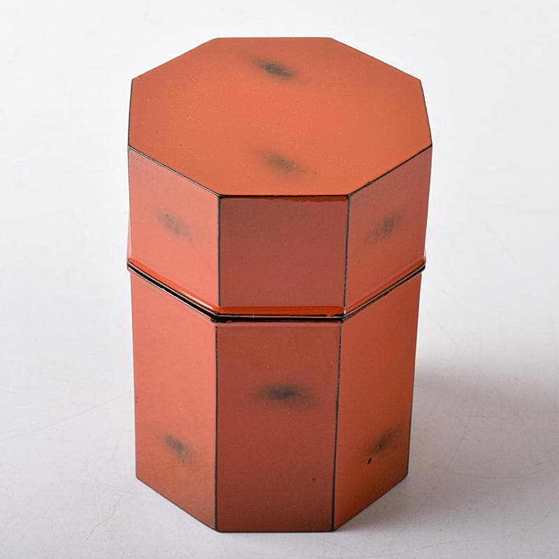 明窪田　中村宗哲作　根来塗八角棗　茶器　共布方谷浩明極め箱　M　R8737