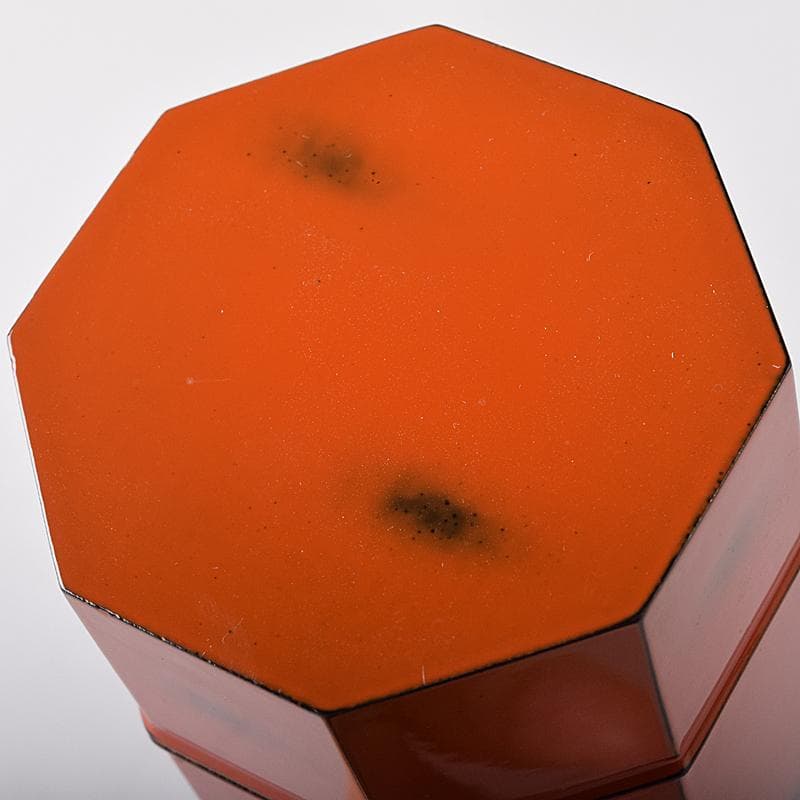 明窪田　中村宗哲作　根来塗八角棗　茶器　共布方谷浩明極め箱　M　R8737