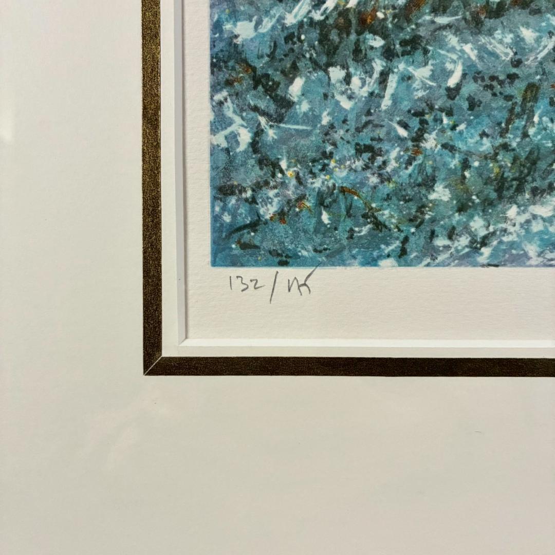 美品 アンドレ・ブーリエ「初雪」リトグラフ 直筆サイン入 額縁入り