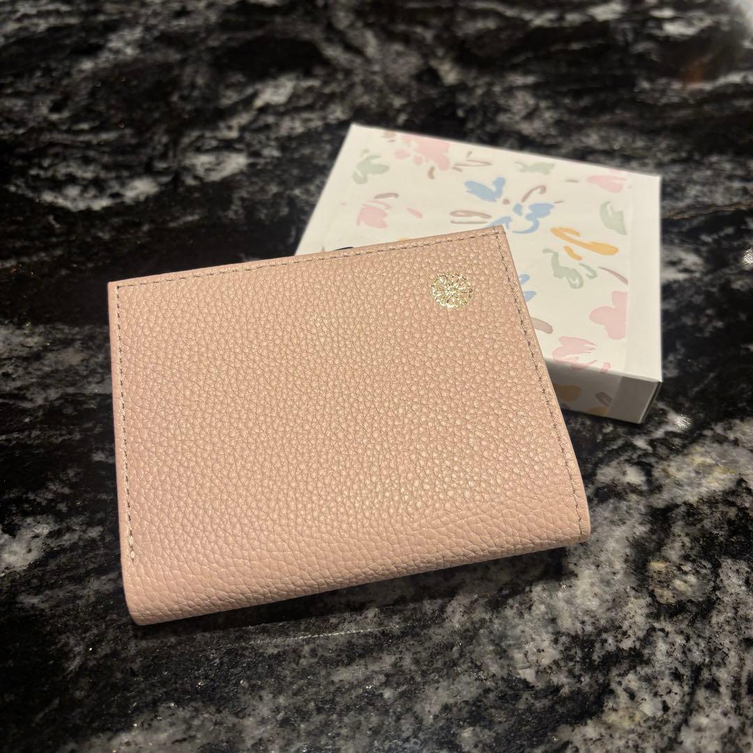 皇居財布 ピンクベージュ 二つ折り財布 牛革