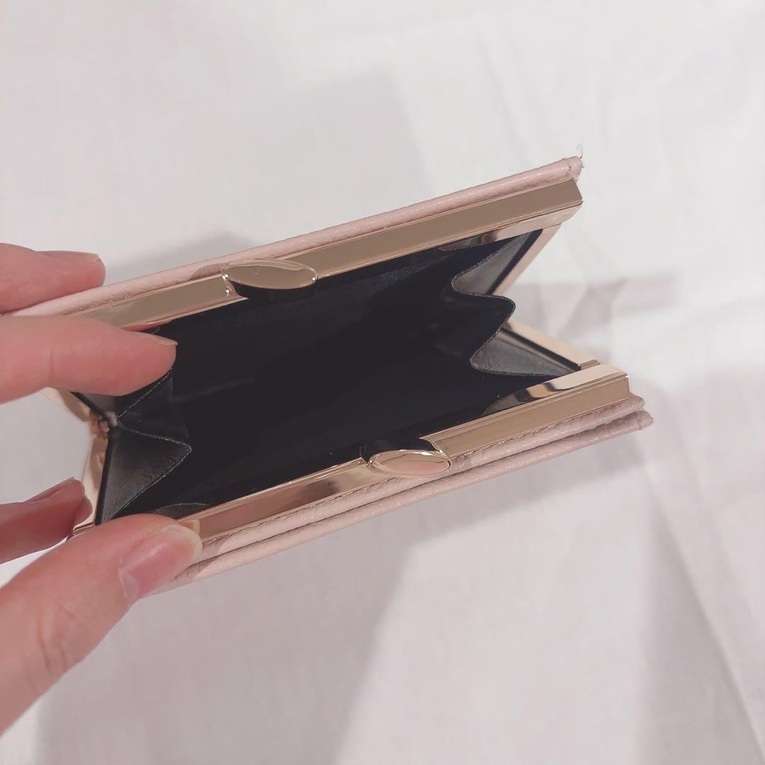 皇居財布 ピンクベージュ 二つ折り財布 牛革