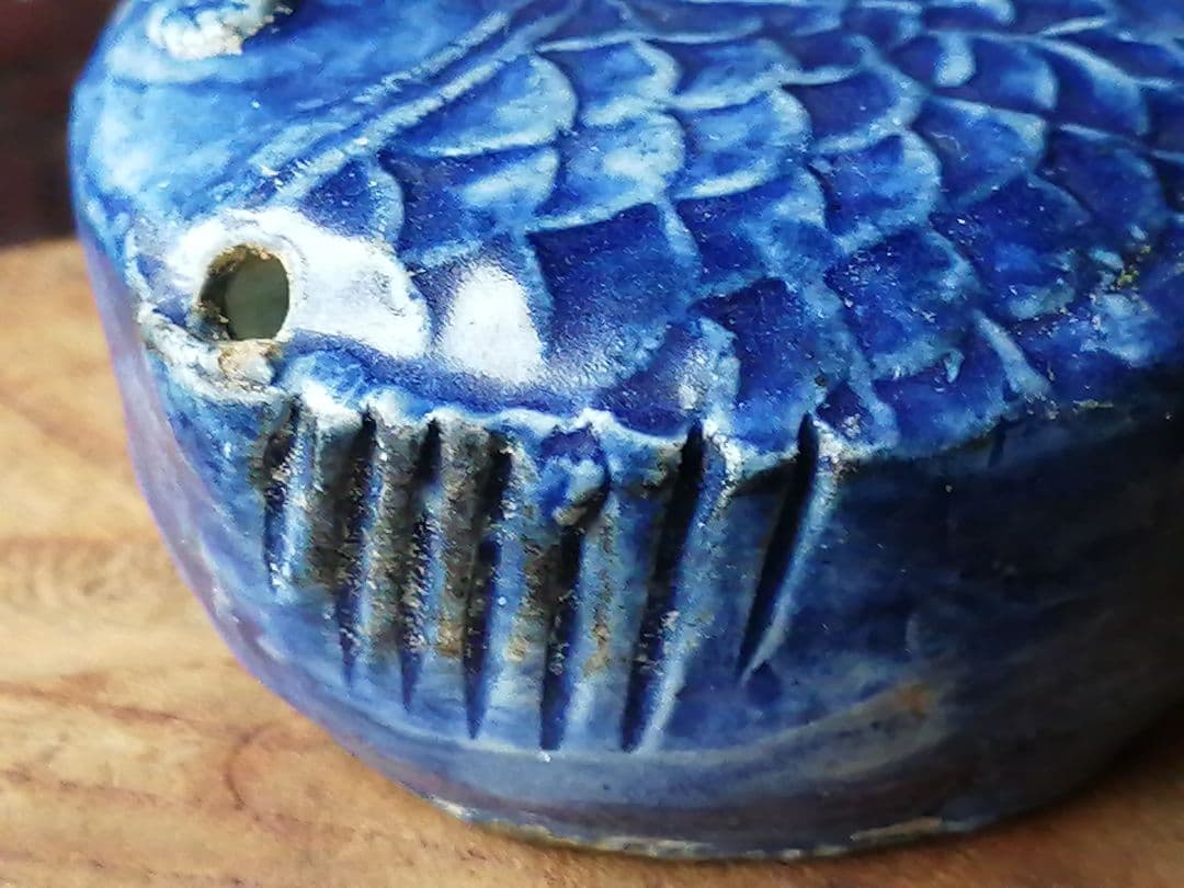 骨董　李朝　鯛型水滴書道具