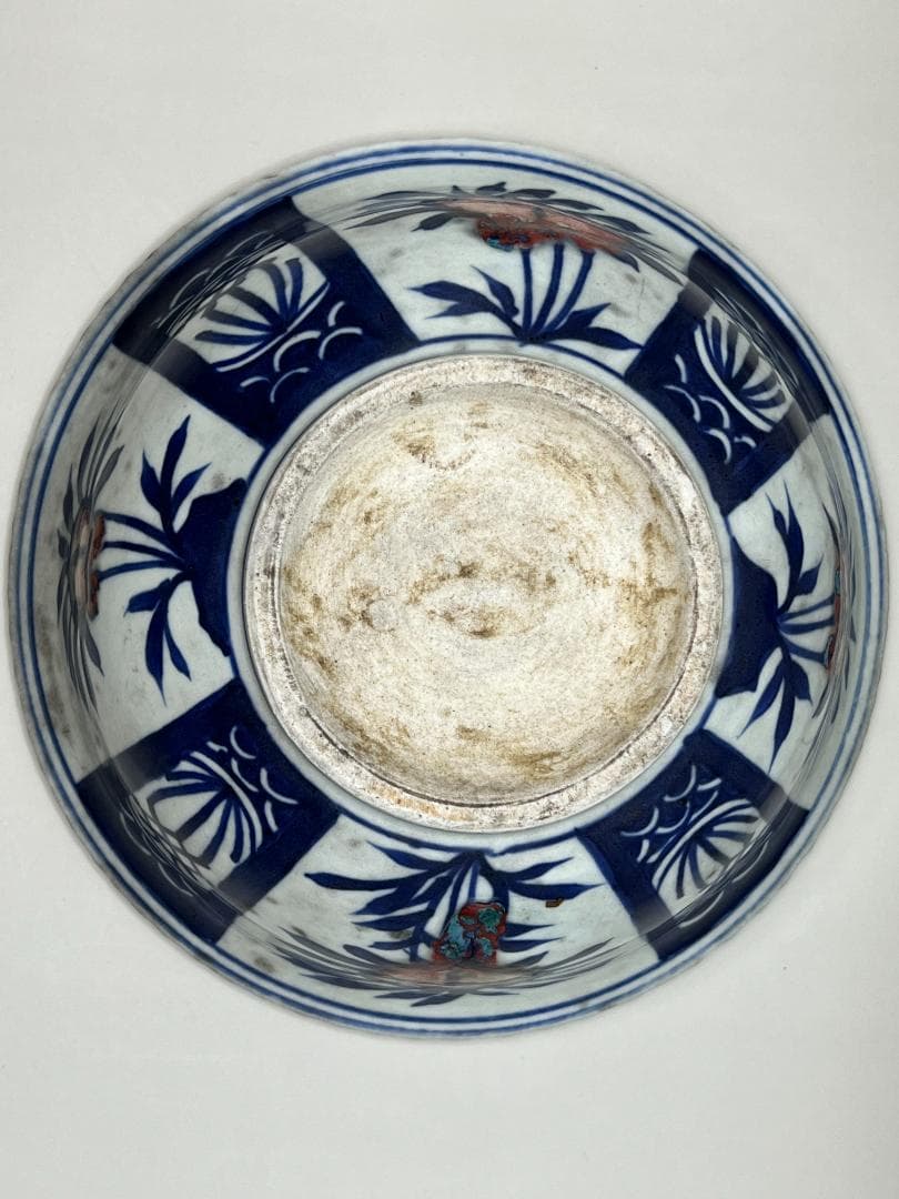 【海】中国美術　清代早期　青花釉裏桃文大碗　骨董品 時代品 美術品