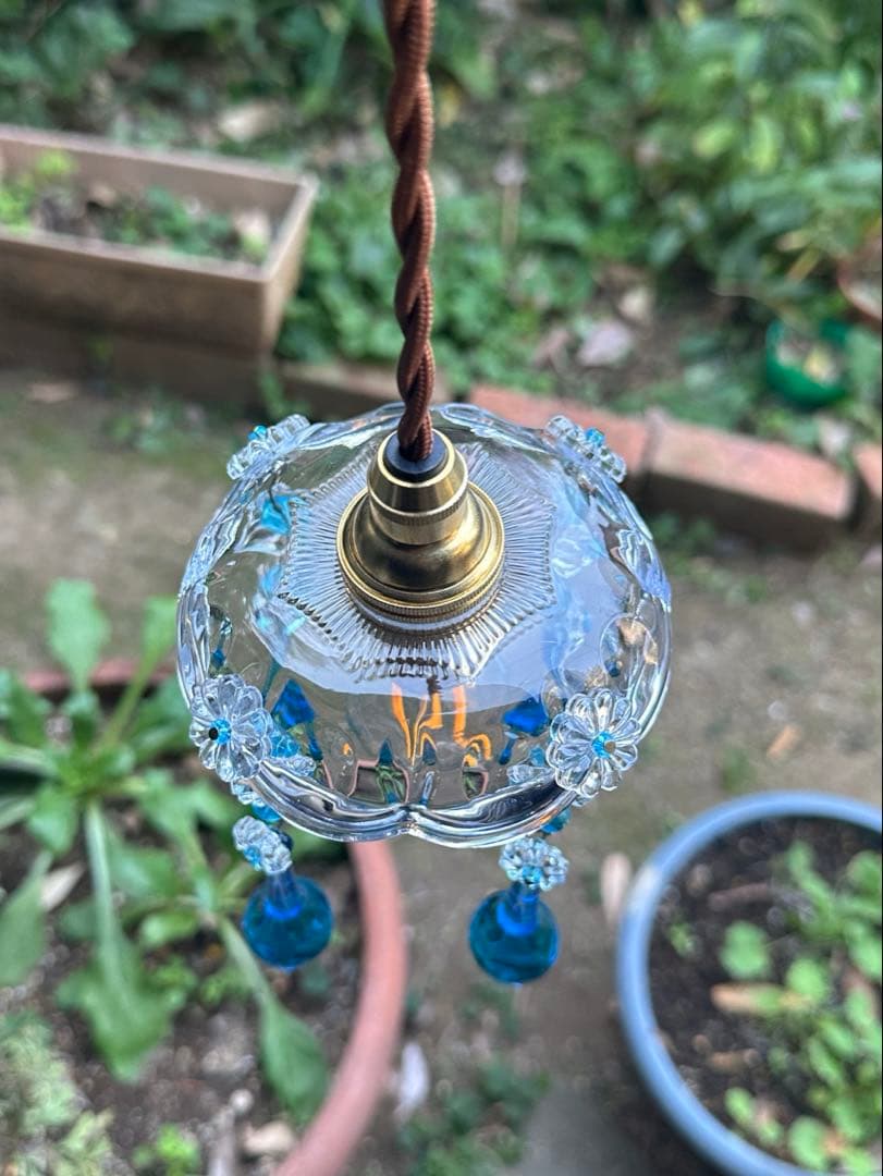 20's フランス アンティーク ブルームラーノガラスの可愛いミニシャンデリア