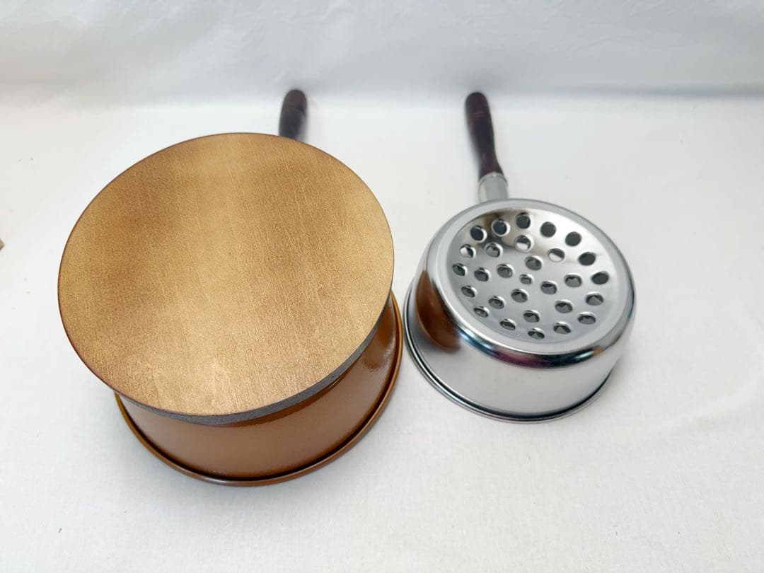 未使用 茶道具 水屋道具 台付十能（台十能）　銅製＆火起こし 丸型 元箱