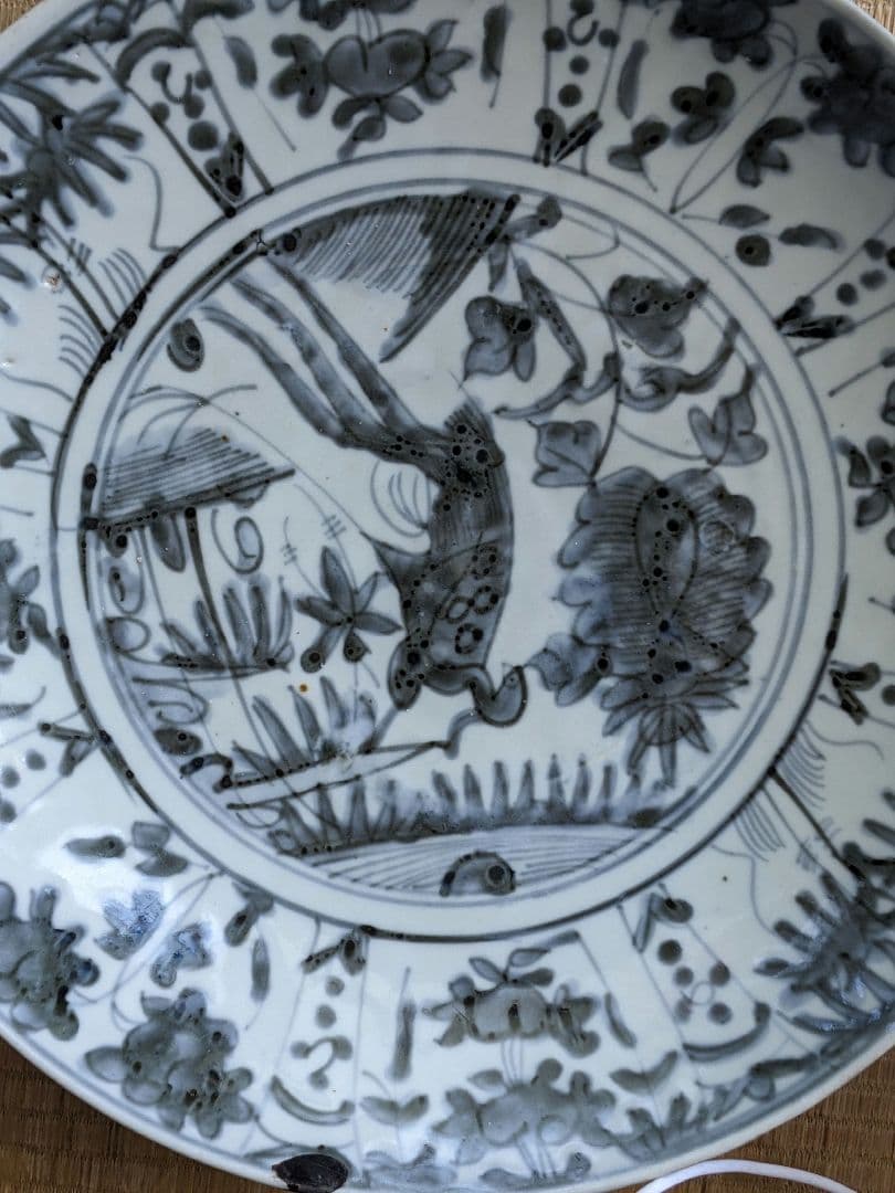 ♦中国陶磁 猿草花文 呉州手 染付大皿 明時代末 漳州窯 青花磁器 古美術骨董品