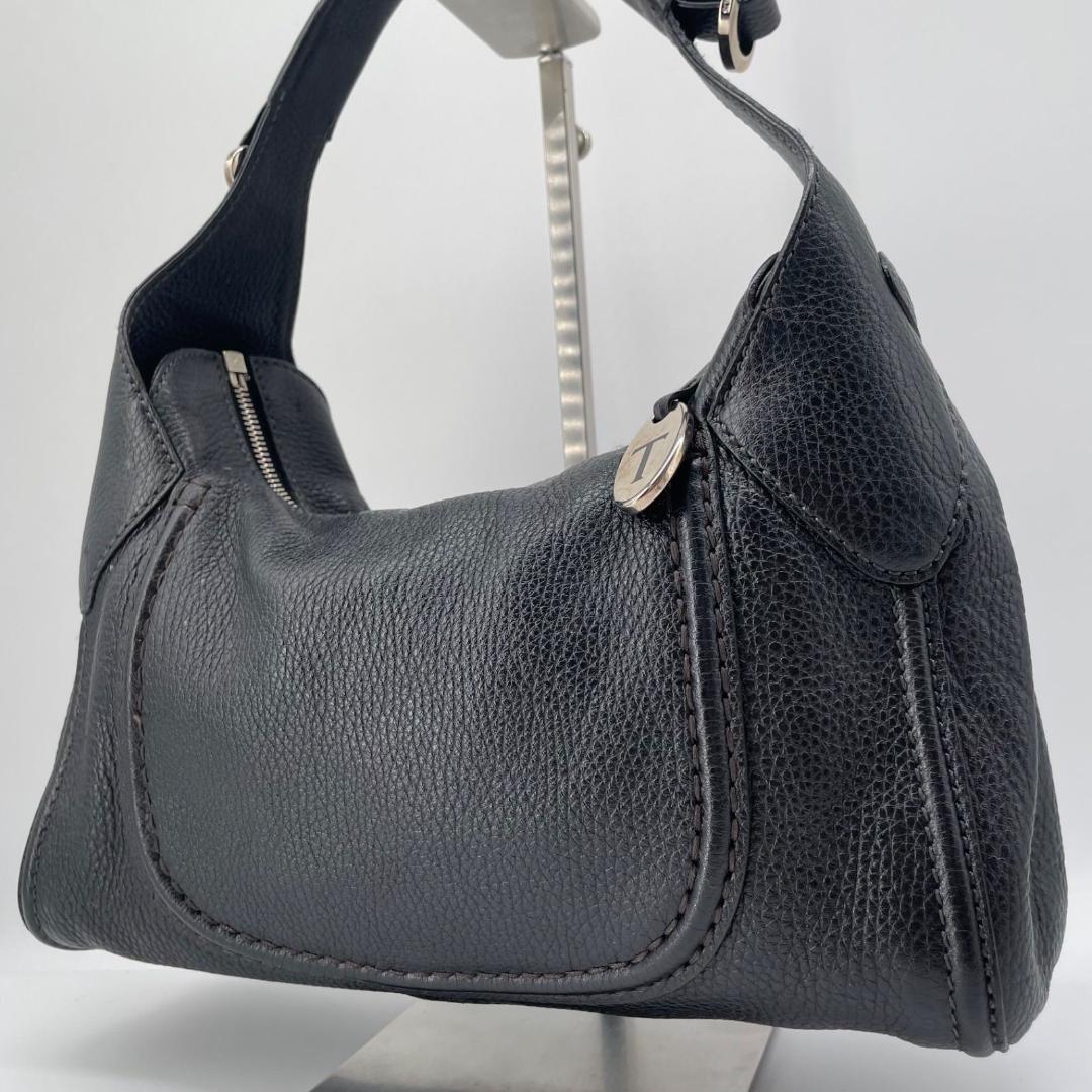 12496✨トッズ ミキー ワンショルダーバッグ 金具 レザー ハンドバッグ