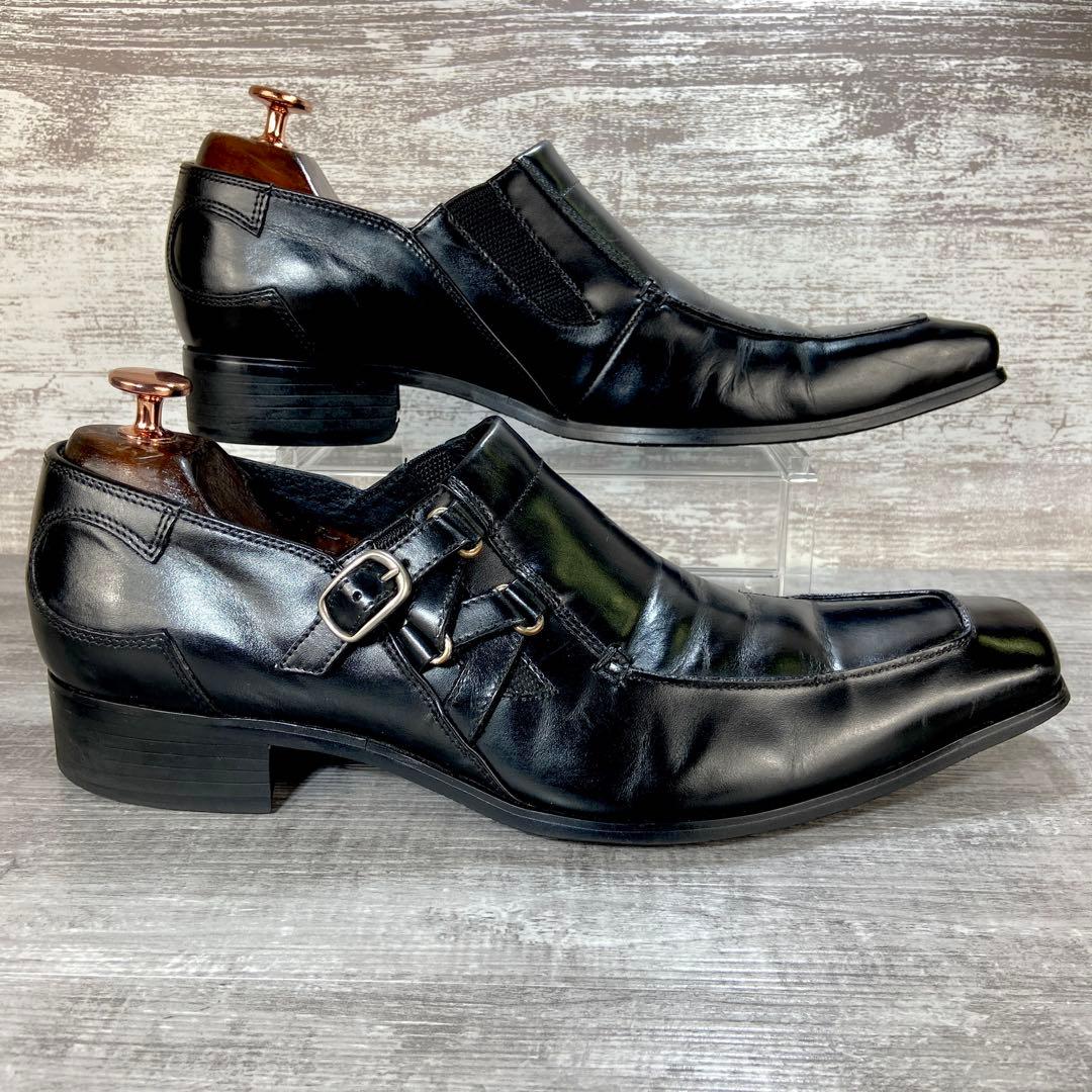 592【美品】KATHATINE HAMNETT 革靴 黒 モンク風25.5cm