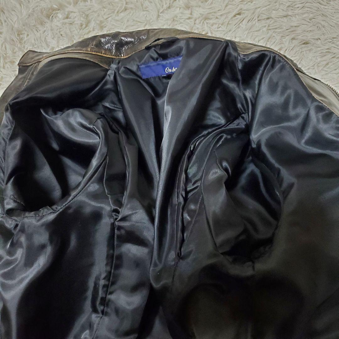 上質 ON BOARD 水牛革 バッファロー XL シングルライダース 本革 黒