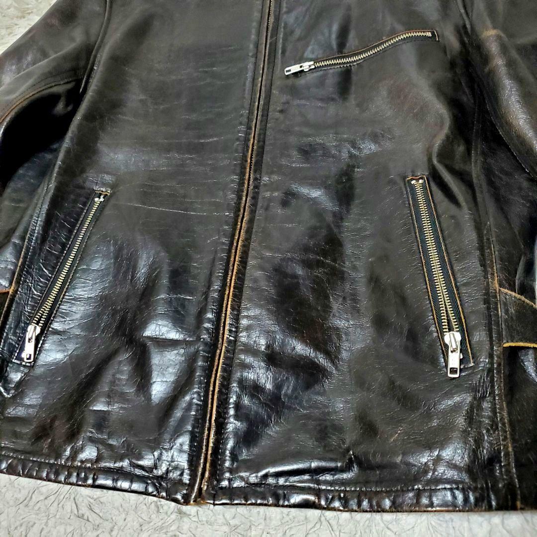 上質 ON BOARD 水牛革 バッファロー XL シングルライダース 本革 黒