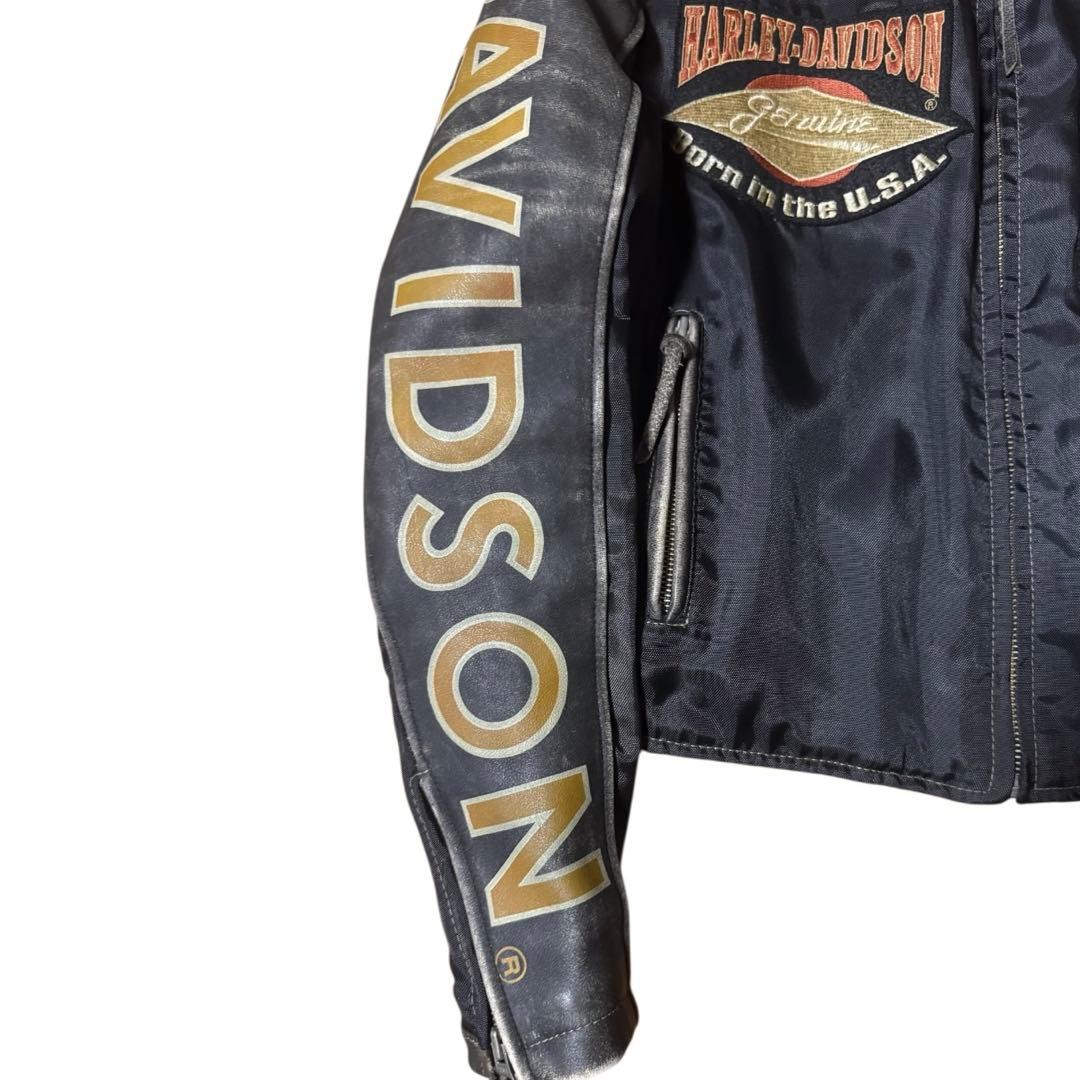 HARLEY DAVIDSON ビンテージ加工 レザーナイロン 短丈 ブルゾン