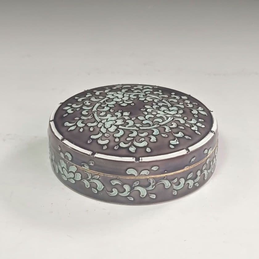 ウ273 香合『中村翠嵐』『紫交趾　唐草　香合　共箱』茶道具