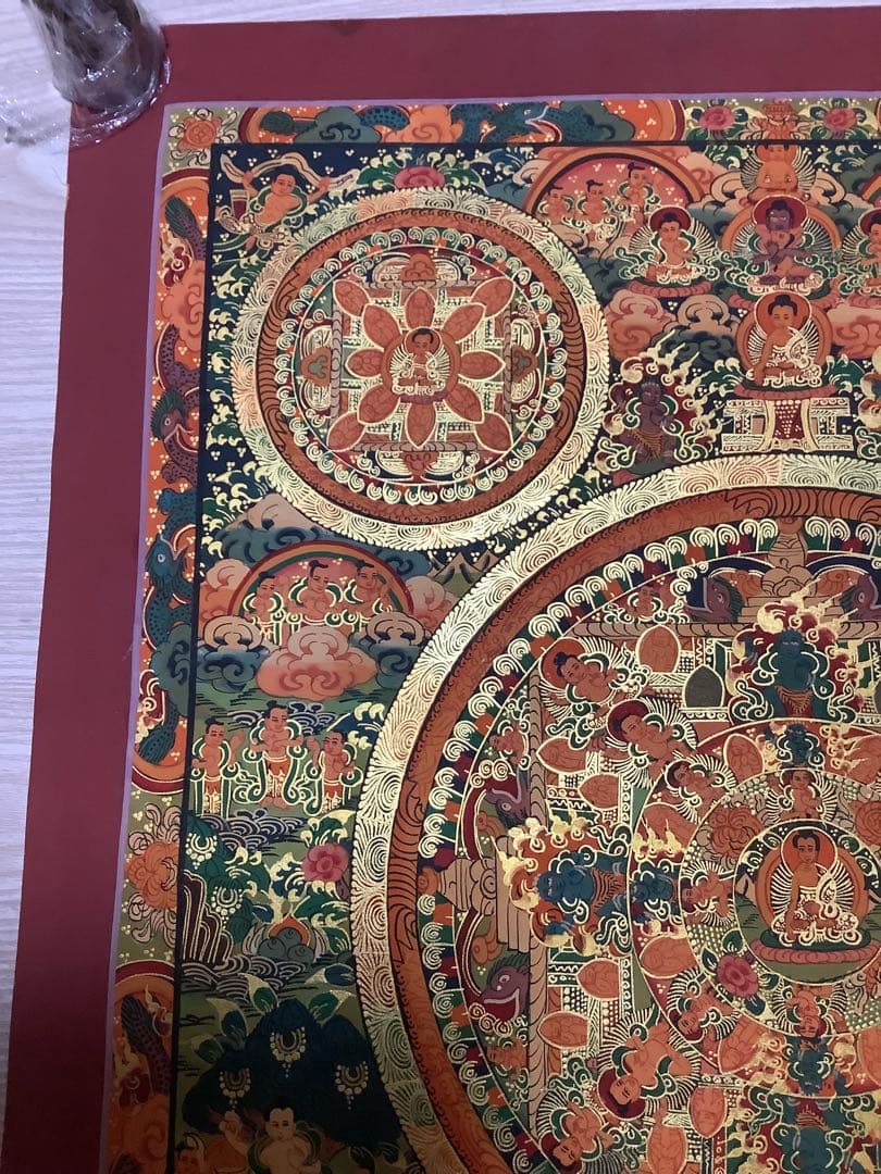 《 チベット密教　新品　1点物 》 手描き　曼荼羅　仏陀　釈迦　仏画　仏教　a7
