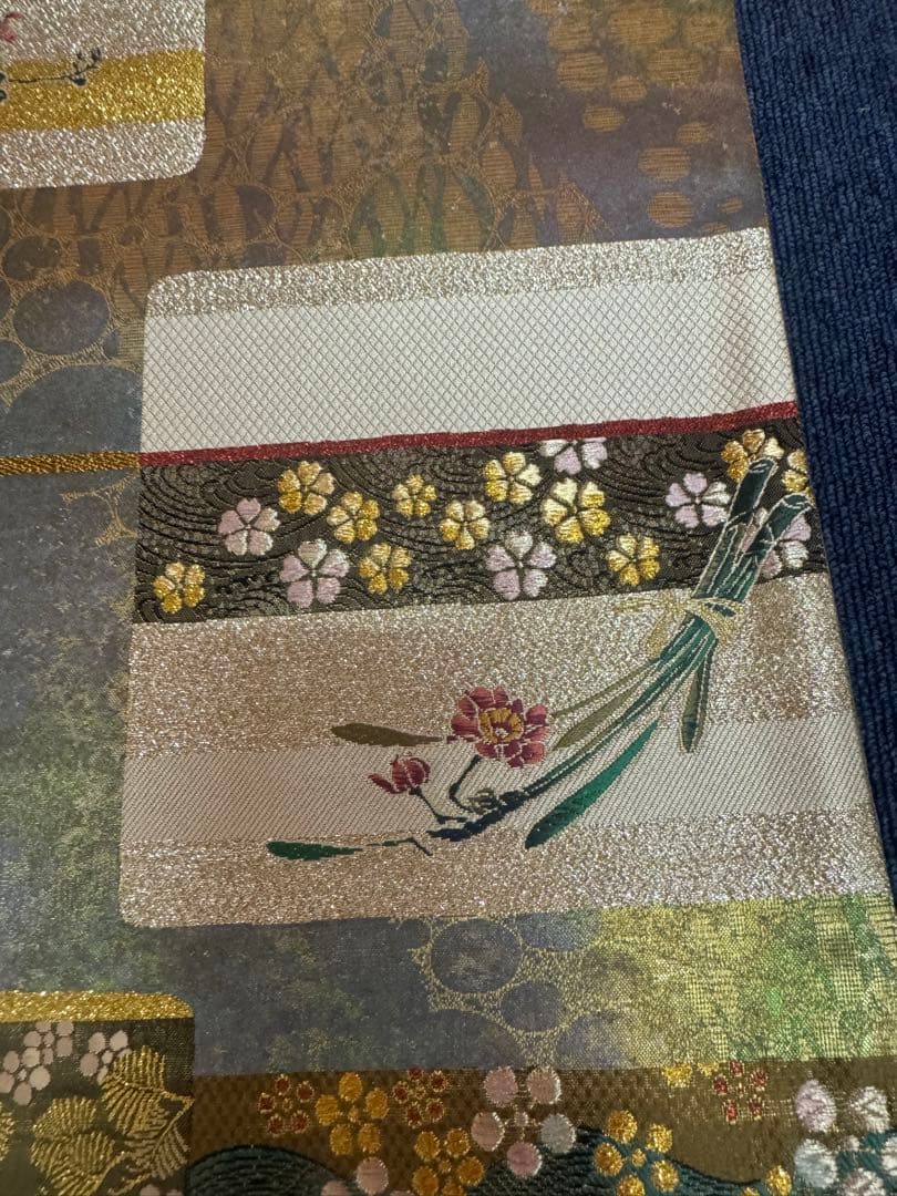 2695 袋帯 古代彫金紋 西陣織 金糸　高級上質上品　約440cm 未使用