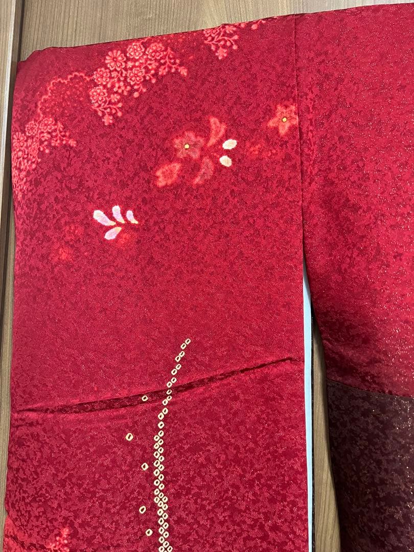 【振袖　赤　成人式】卒業式　長襦袢セット　京都きもの友禅　花柄