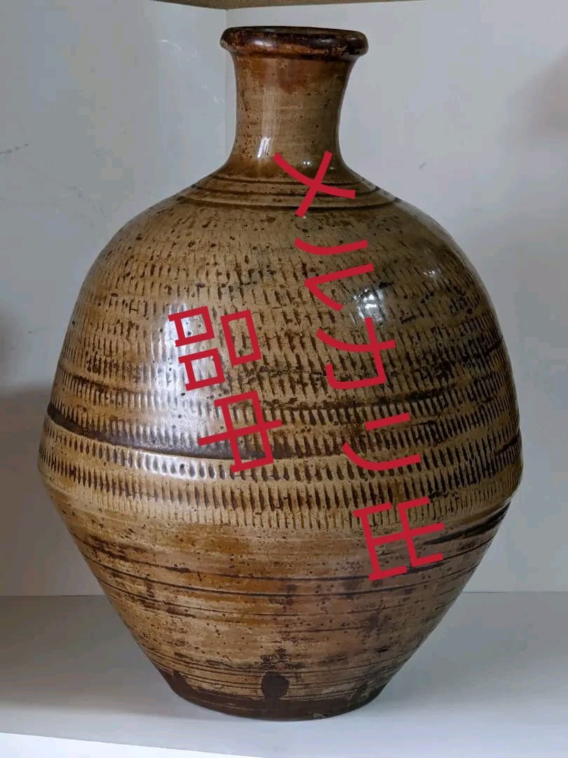 ♦江戸時代 小鹿田焼 飛び鉋 大徳利 瓶 酒器 置物飾り 九州陶磁 古美術骨董品