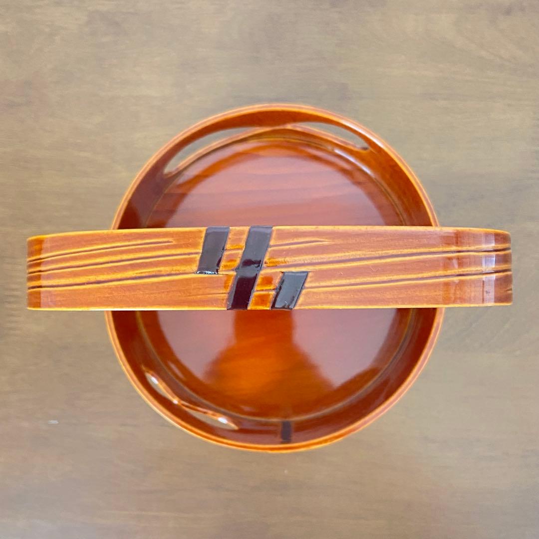 莨盆 春慶塗 瓢透し手付　春次　紙箱入　茶道具　漆器　伝統工芸品　煙草盆