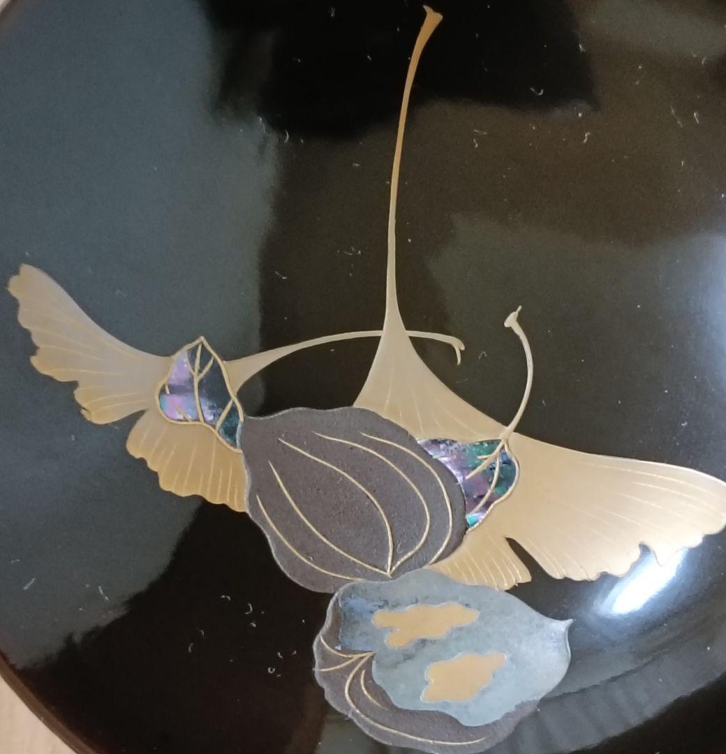 金彩銀杏に胡桃漆椀　5客揃い　汁椀