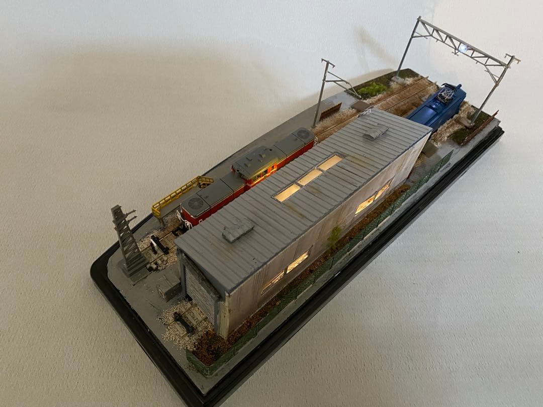 Nゲージ　ジオラマ　鉄道　模型　機関区　LED照明付き