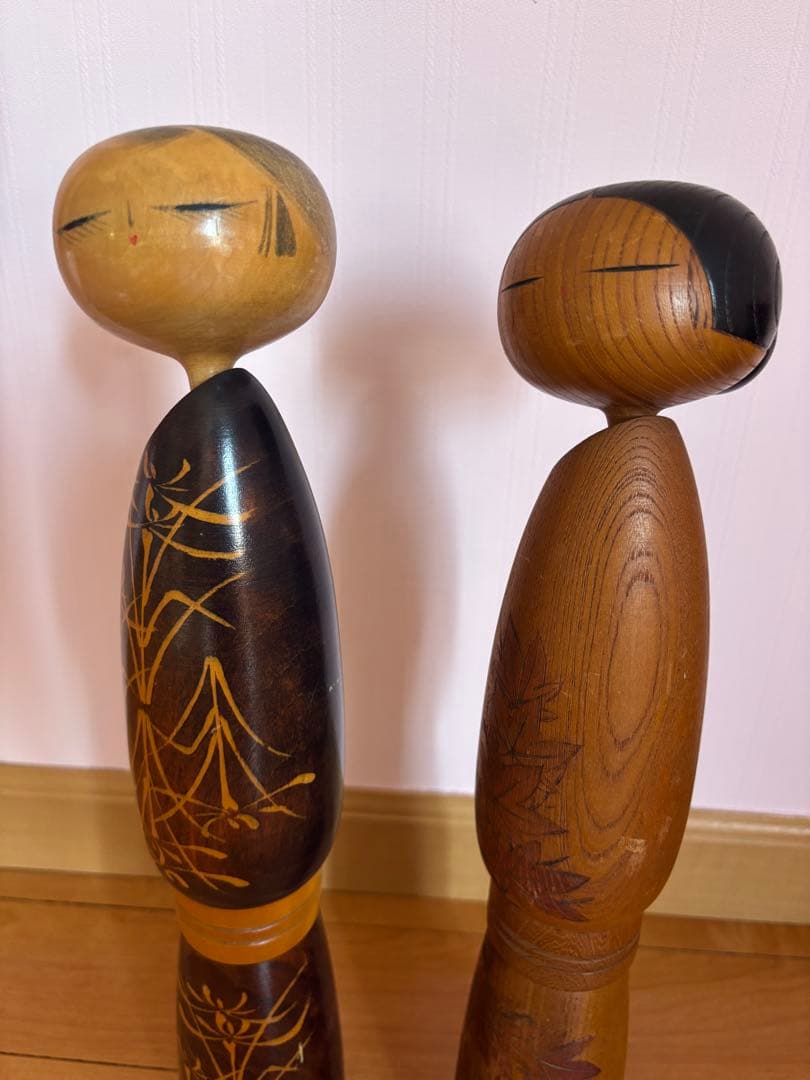 こけし　佐藤翠崕　在銘・印章　創作こけし (全長約 45cm) 古道具　欅