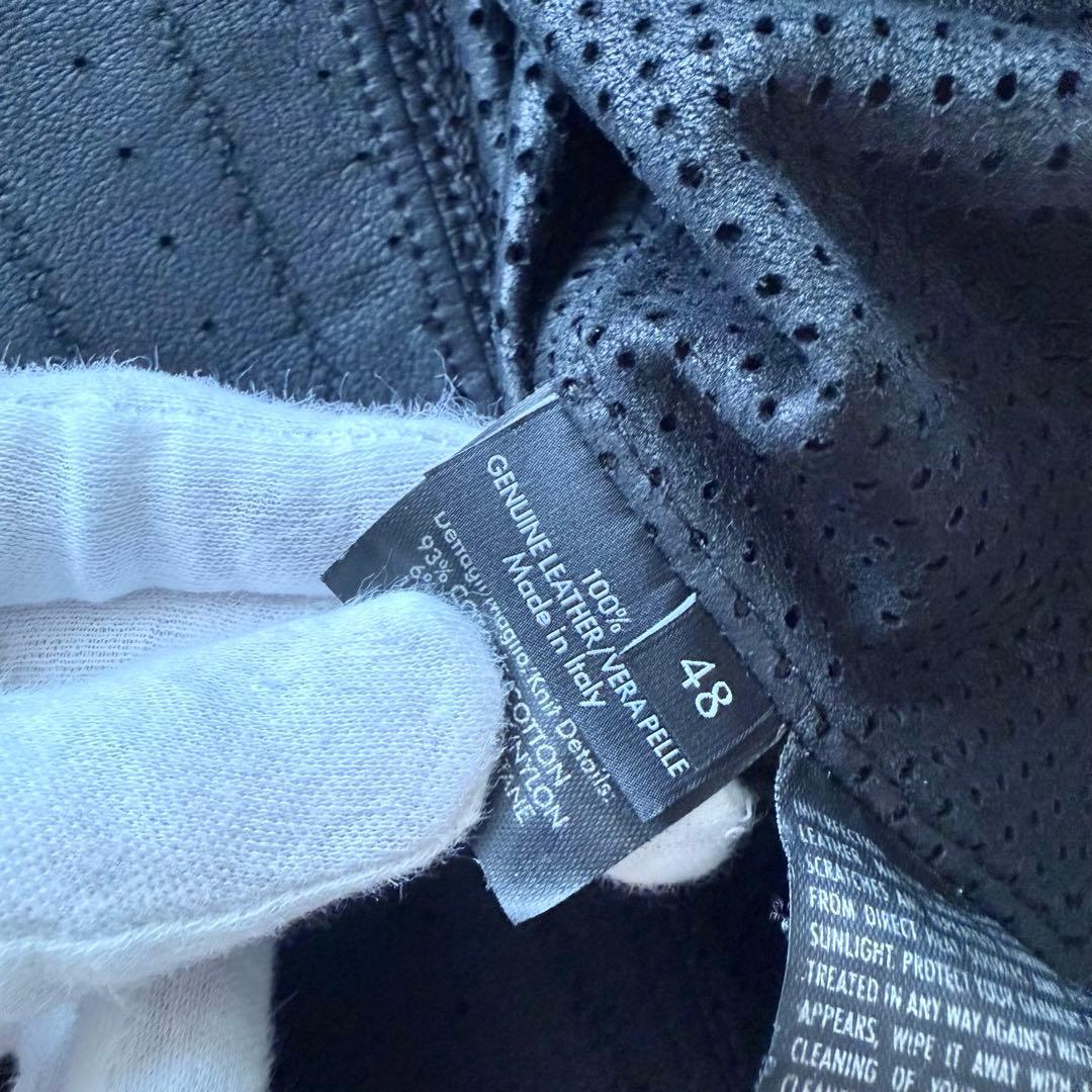 【グッチ】トムフォード期　レザージャケット　黒　48 パンチングレザー