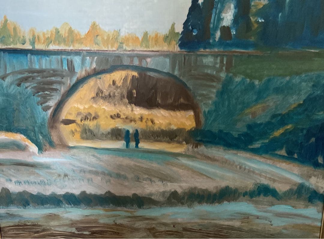 油彩画　「　なつかしい風景 ]原画　額付　F6