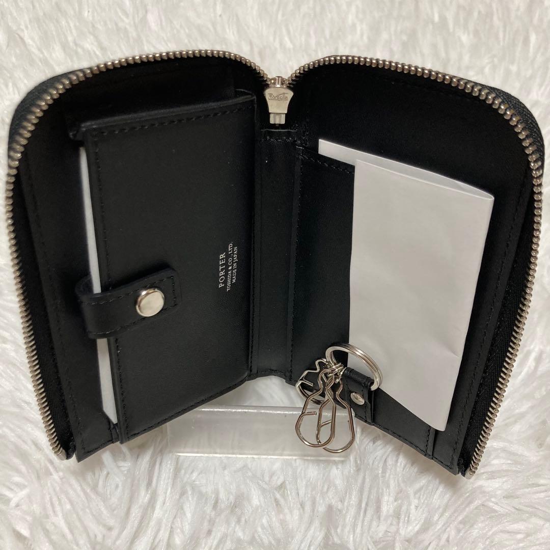 ポーター　エイブル　キーケース　名刺入れ　レザー　3連　L字　シボ革　ジップ