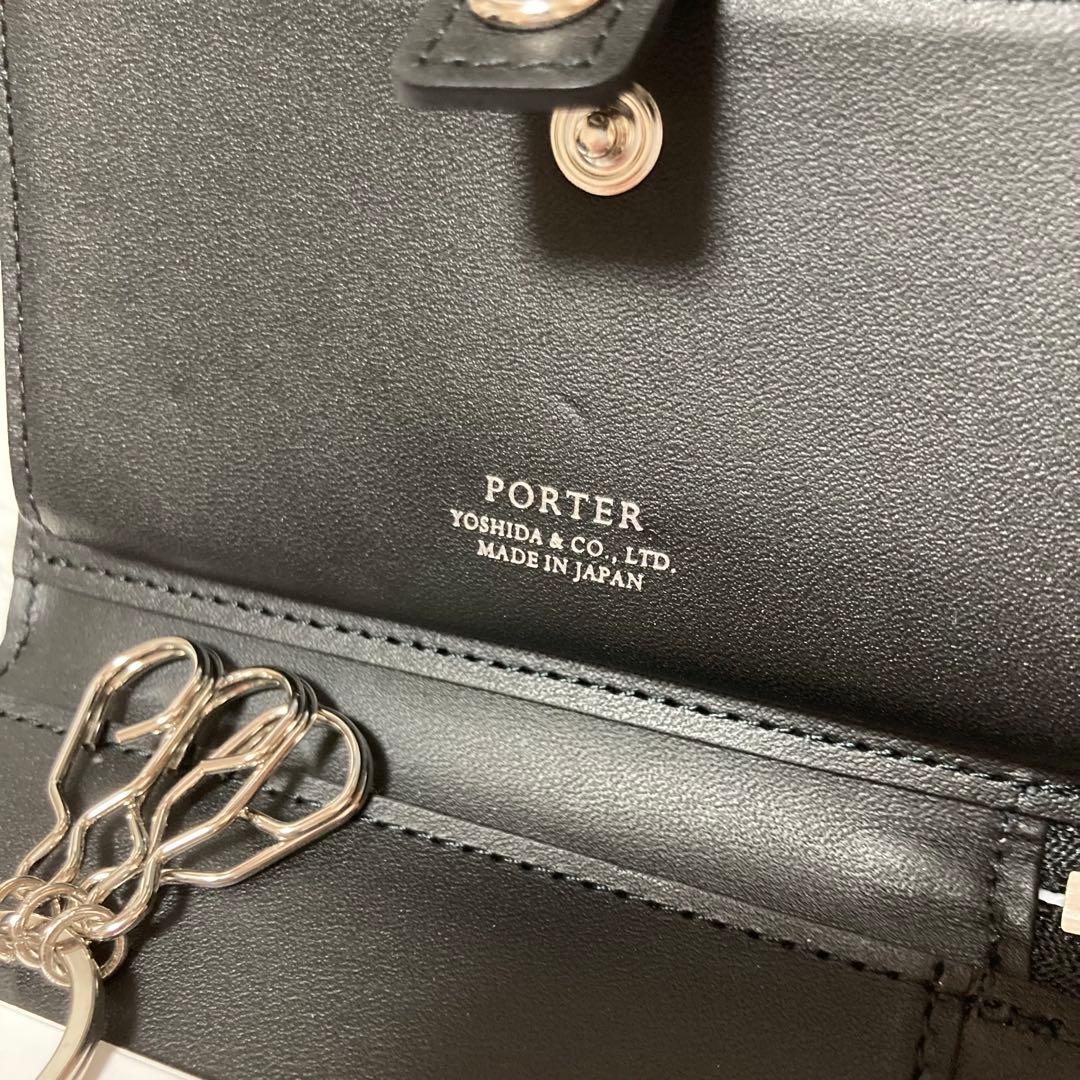 ポーター　エイブル　キーケース　名刺入れ　レザー　3連　L字　シボ革　ジップ
