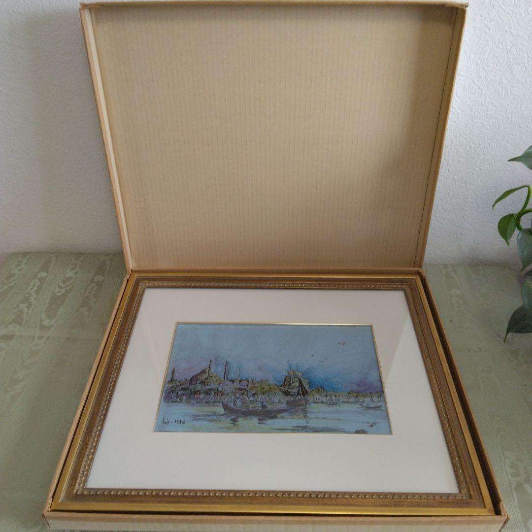 E-121 イスラム寺院　ジャーミーのある風景画　トルコ