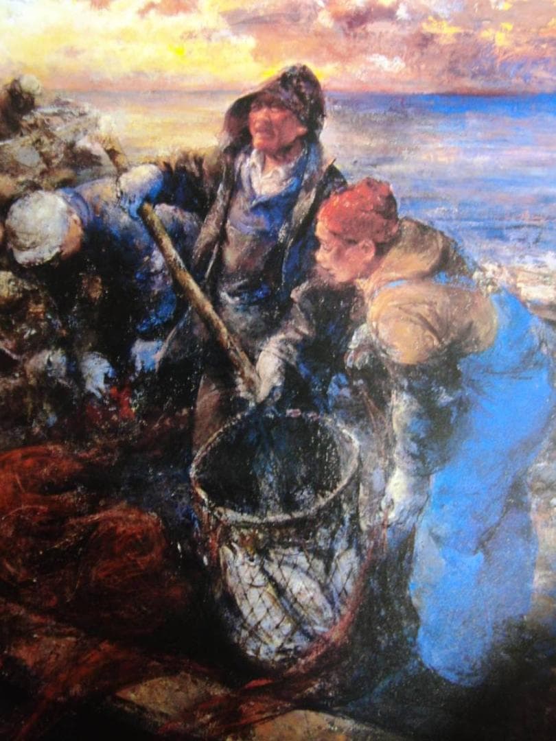 工藤和男、早暁、希少画集画、新品高級額・額装付、状態良好