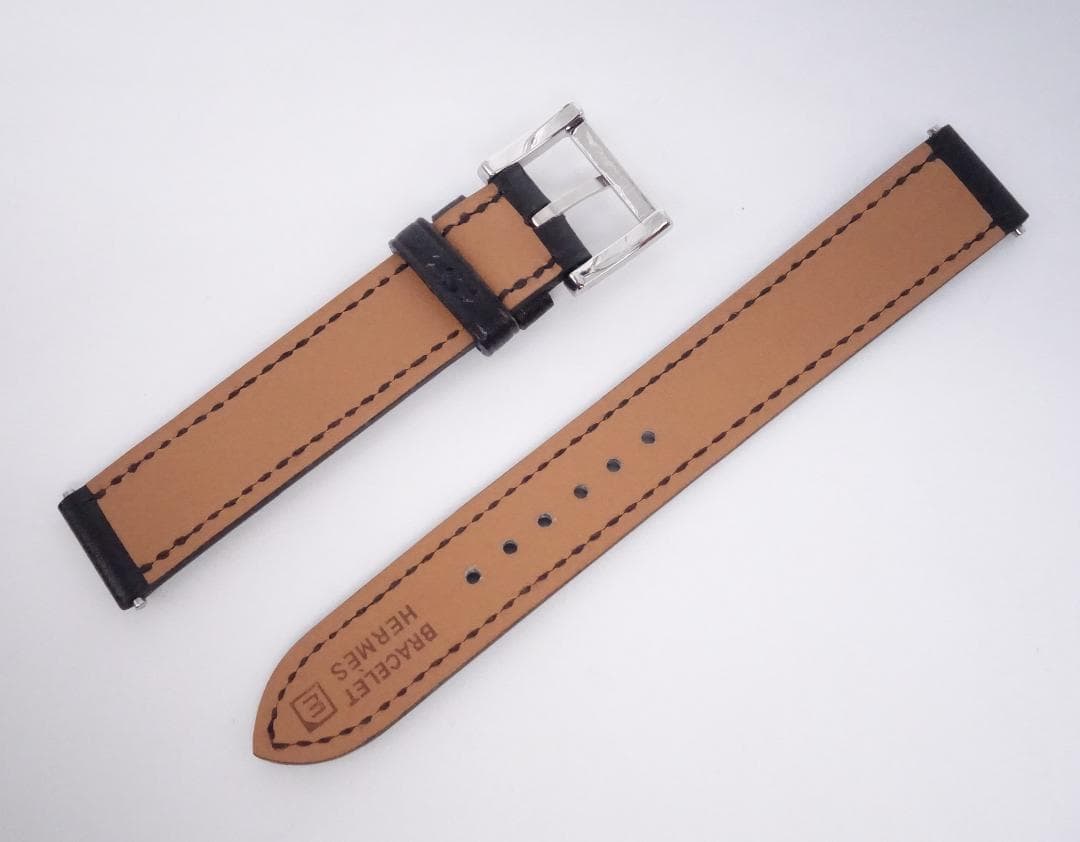 HERMES エルメス レザーベルト 14mm ブラック ボックスカーフ □E