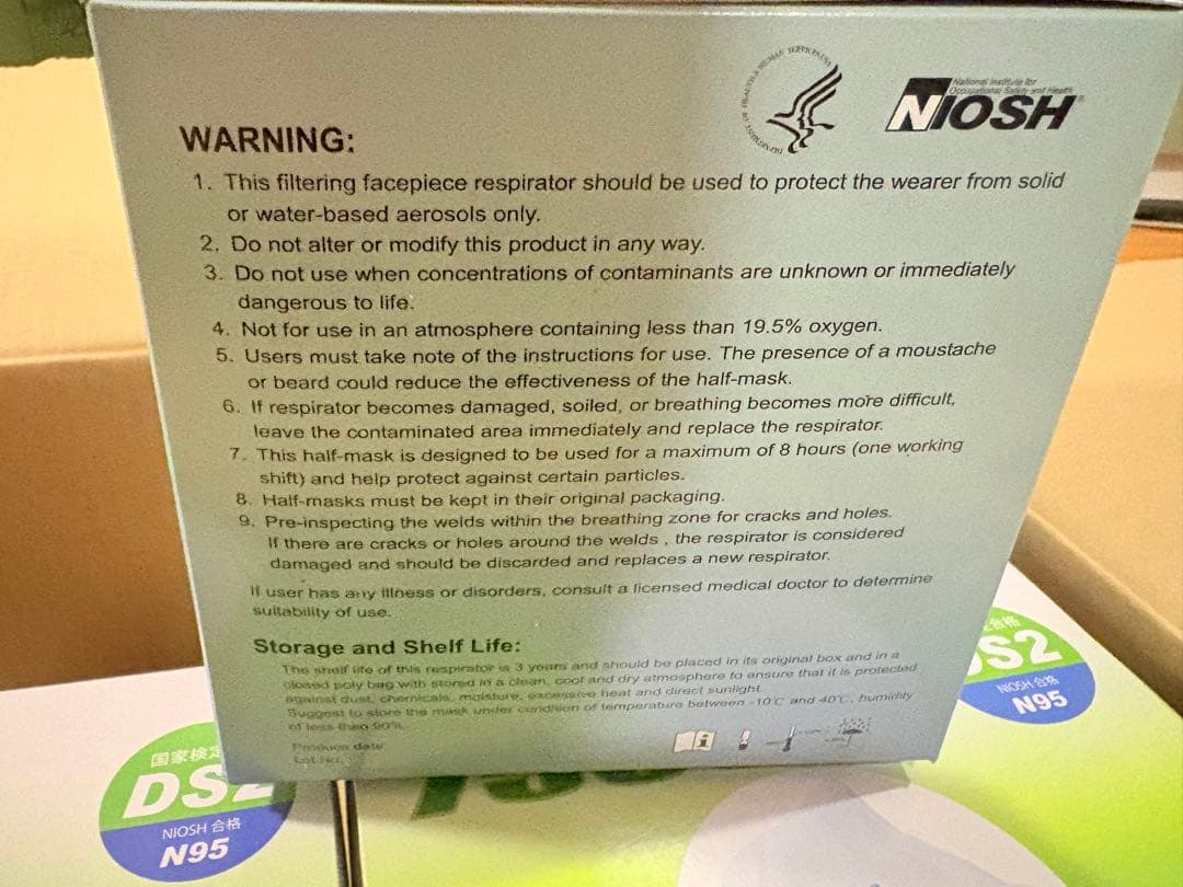 山本光学 7500 DS2/N95 20枚×3箱＋NIOSH N95 4箱セット