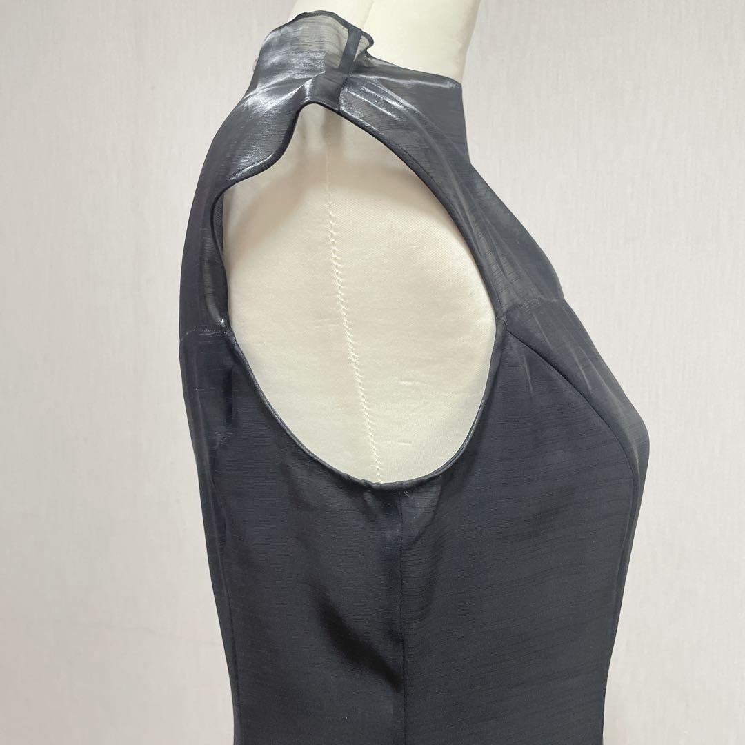 最終価格　東京ソワール コウガマリコ ドレス　Lサイズ フレンチスリーブ 光沢