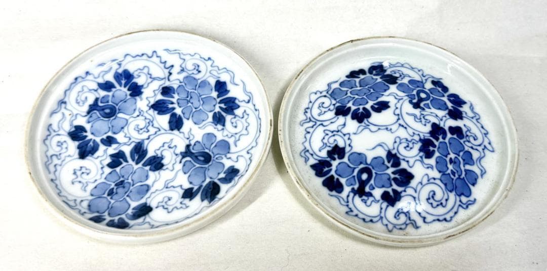 時代物 古染付唐草花文香合 青花 唐物 茶道家旧蔵 歴史有る年代物WWTT050