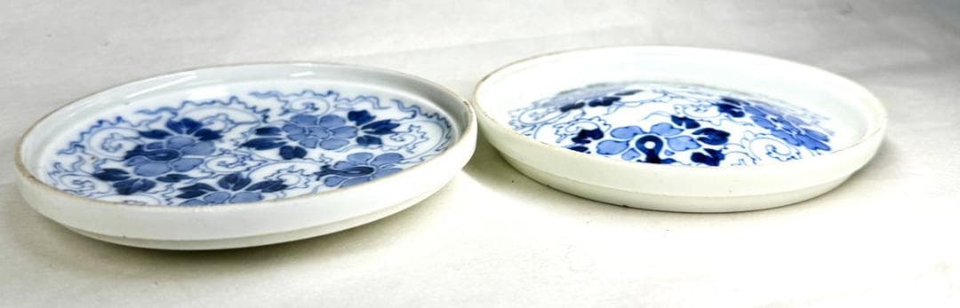 時代物 古染付唐草花文香合 青花 唐物 茶道家旧蔵 歴史有る年代物WWTT050