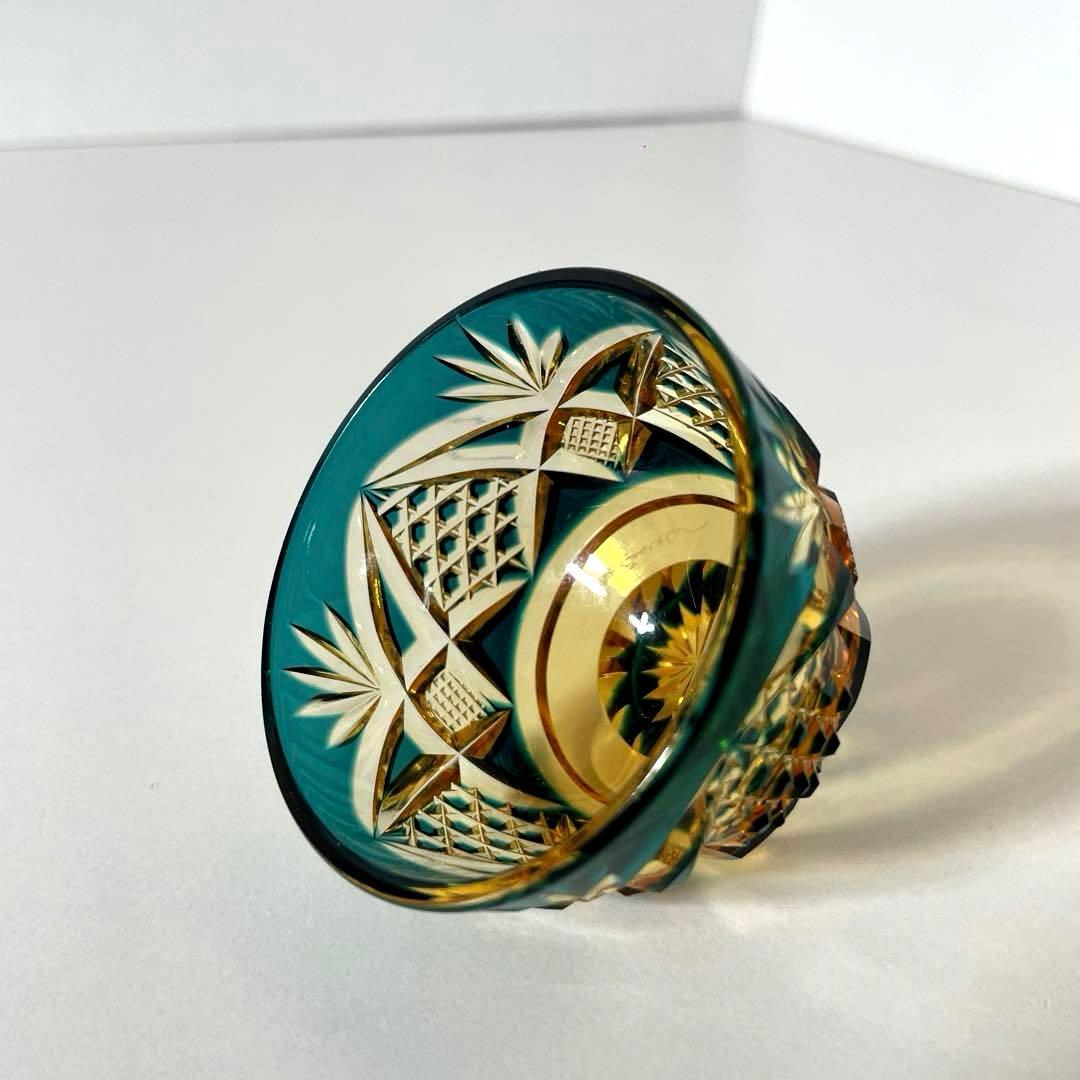 #XG331 ガラス工芸作家・黒木国昭・綾切子・銘「猪口」・骨董・アンティーク