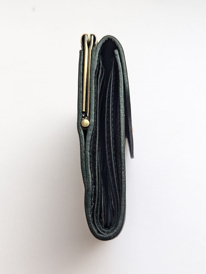 イルビゾンテ 2つ折り財布 がま口 ダークグリーン クロコ型押し 男女兼用