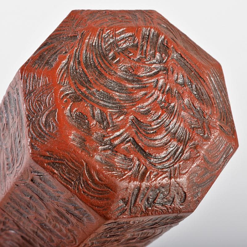 山中塗　塗師　前端峰春作　錆塗八角莨入　煙草入　共布共箱　V　R6369