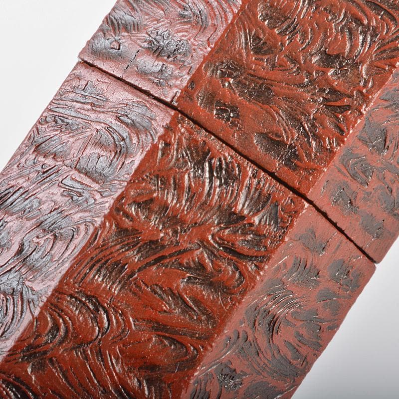 山中塗　塗師　前端峰春作　錆塗八角莨入　煙草入　共布共箱　V　R6369