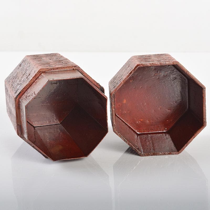 山中塗　塗師　前端峰春作　錆塗八角莨入　煙草入　共布共箱　V　R6369