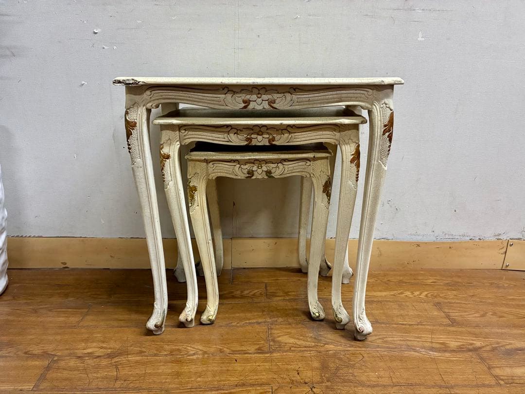 ハルボン☆管403☆イタリア製☆ロココ調☆姫系☆ヒビ加工☆ネストテーブル