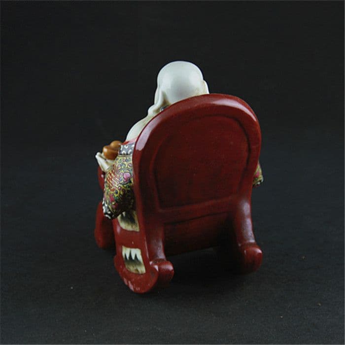 仏像 陶磁器 彩ロッキングチェア羅漢仏像 工芸品 置物