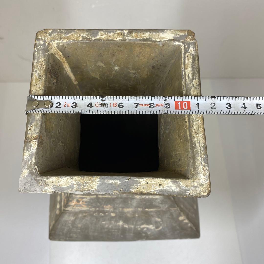 中国漢時代　灰陶加彩方壷　共箱　高さ43㎝　タカサニ　東な7-0301①