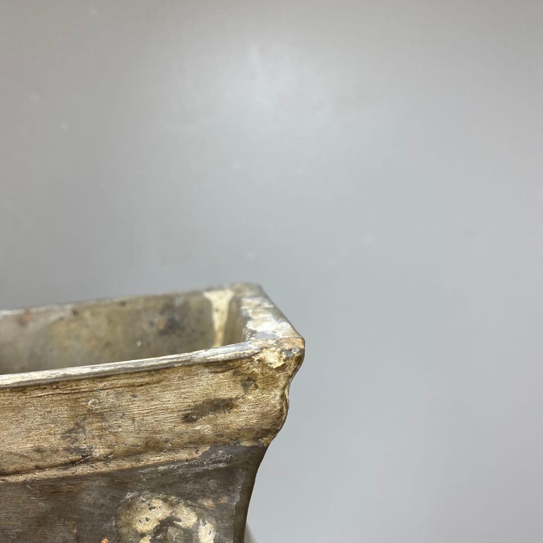 中国漢時代　灰陶加彩方壷　共箱　高さ43㎝　タカサニ　東な7-0301①