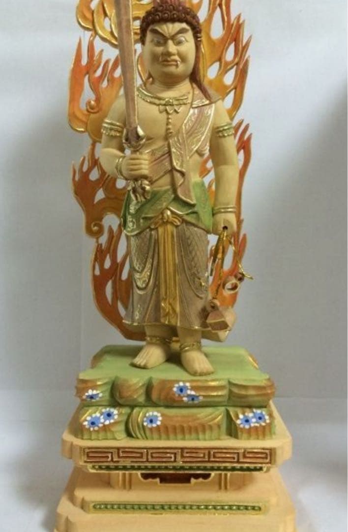 不動明王　木彫　高31cm 新品 柘植　仏像