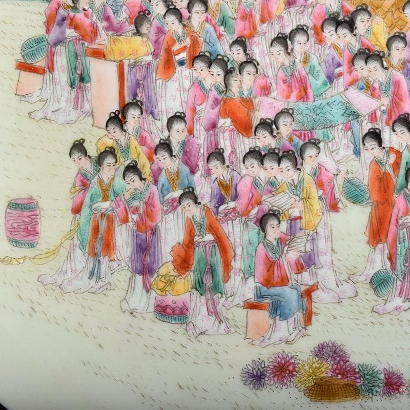 中国　乾隆年製款　粉彩　百美図盤　皿　M　R8820