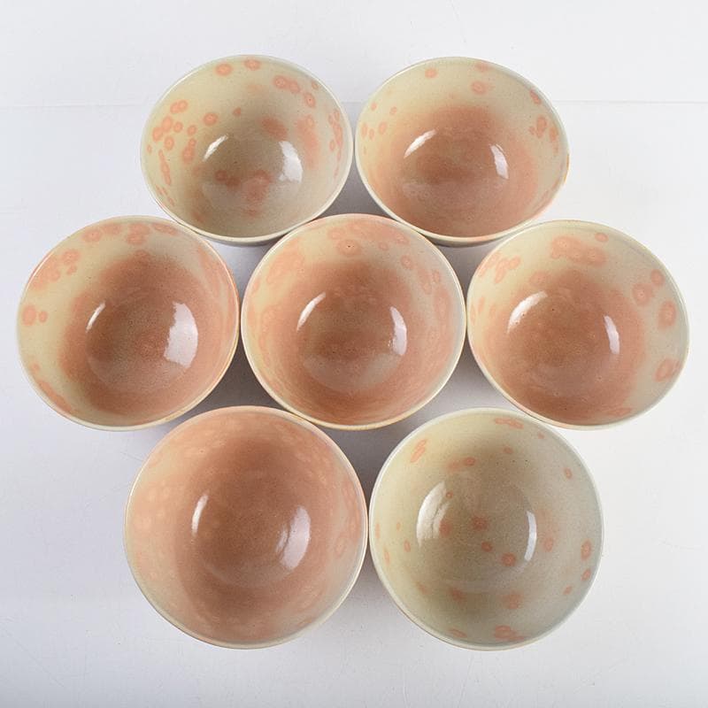 和食器　萬古焼　八幡窯　水車文　数茶碗　十四客　共箱　M　R9415B