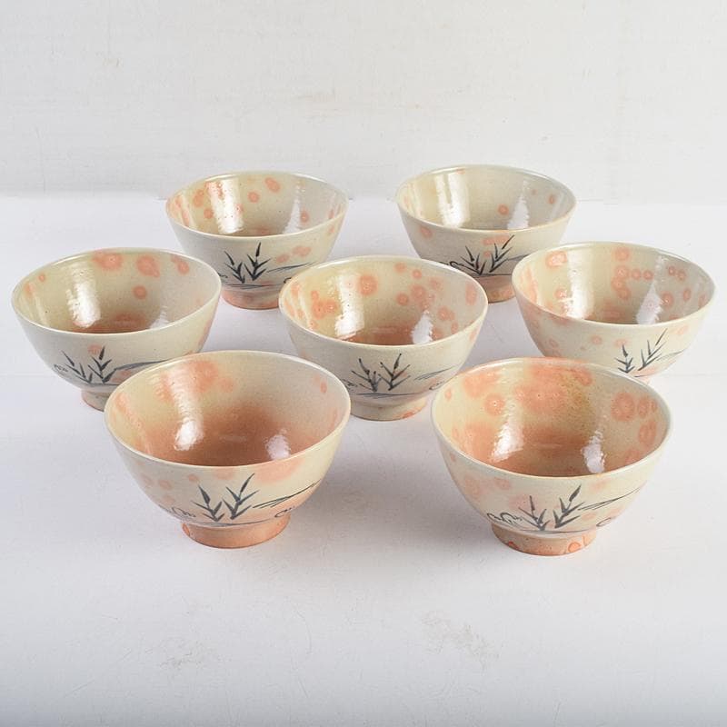 和食器　萬古焼　八幡窯　水車文　数茶碗　十四客　共箱　M　R9415B