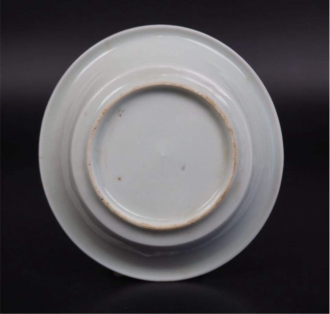 送料無料 清時代　南京白磁陰刻双喜小皿5枚　中国古玩